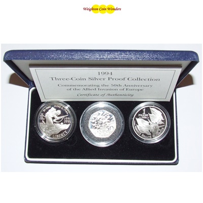 1994 Silver Proof Three-Coin Set - Allied Invasion